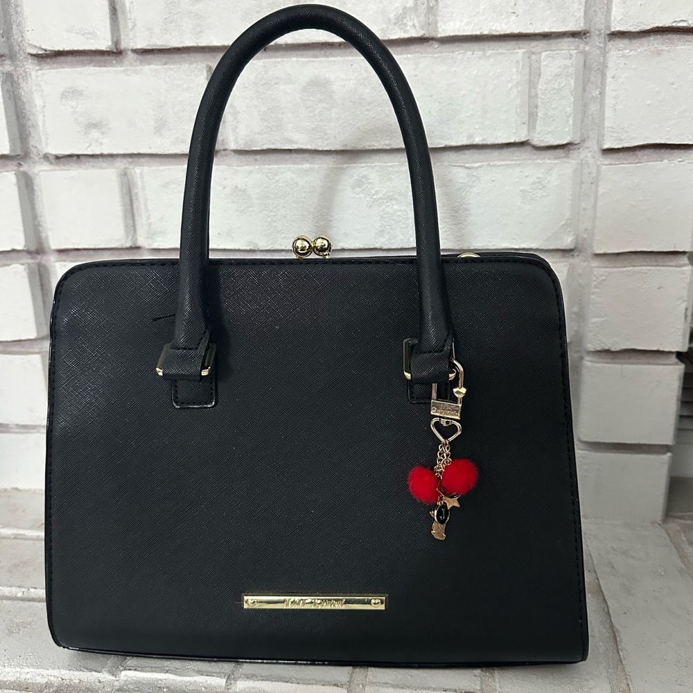 EUC Betsey Johnson Satchel  with kisslock closure and upcycled custom key fob